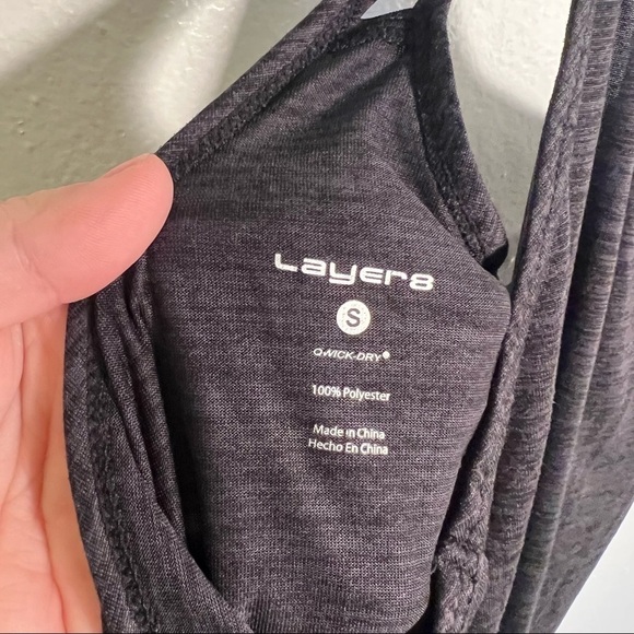 Layer 8 Racerback Tank Top Heathered Black Mesh - Picture 10 of 10